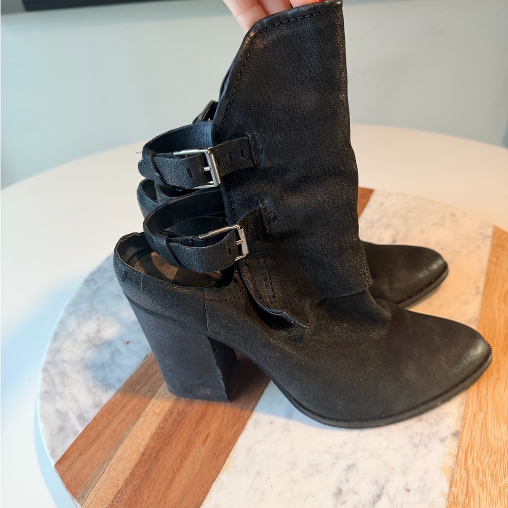 Dolce Vita Black Heeled Boots with Buckle Detail